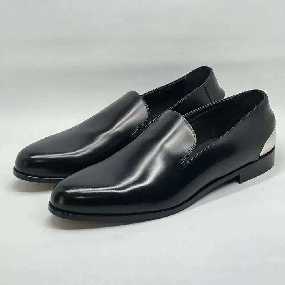 Alexander McQueen Metal Heel Leather Loafers size 43.5/us size 10.5